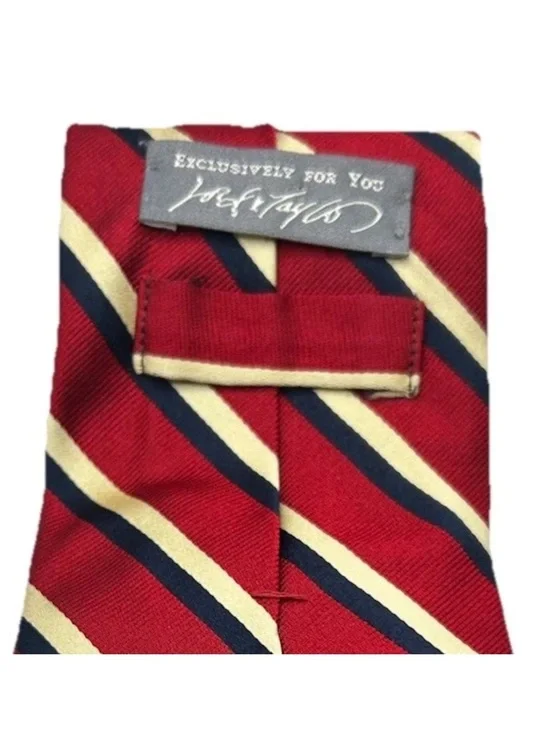 Lord & Taylor Red Striped Tie with Navy and Cream - Picture 5 of 6